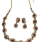 Fuchsia / Magenta Pink - Small Size Gold Finish Necklace Set with Earrings - SB1124 11A24 - Prachy Creations