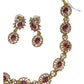 Fuchsia / Magenta Pink - Small Size Gold Finish Necklace Set with Earrings - SB1124 11A24 - Prachy Creations