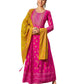 Fuchsia Pink - Cotton Block Printed Long Dress with Dupatta - Available in Sizes 14(40") & 20 (46") - BH1001 KK 0924 - Prachy Creations