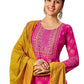 Fuchsia Pink - Cotton Block Printed Long Dress with Dupatta - Available in Sizes 14(40") & 20 (46") - BH1001 KK 0924 - Prachy Creations