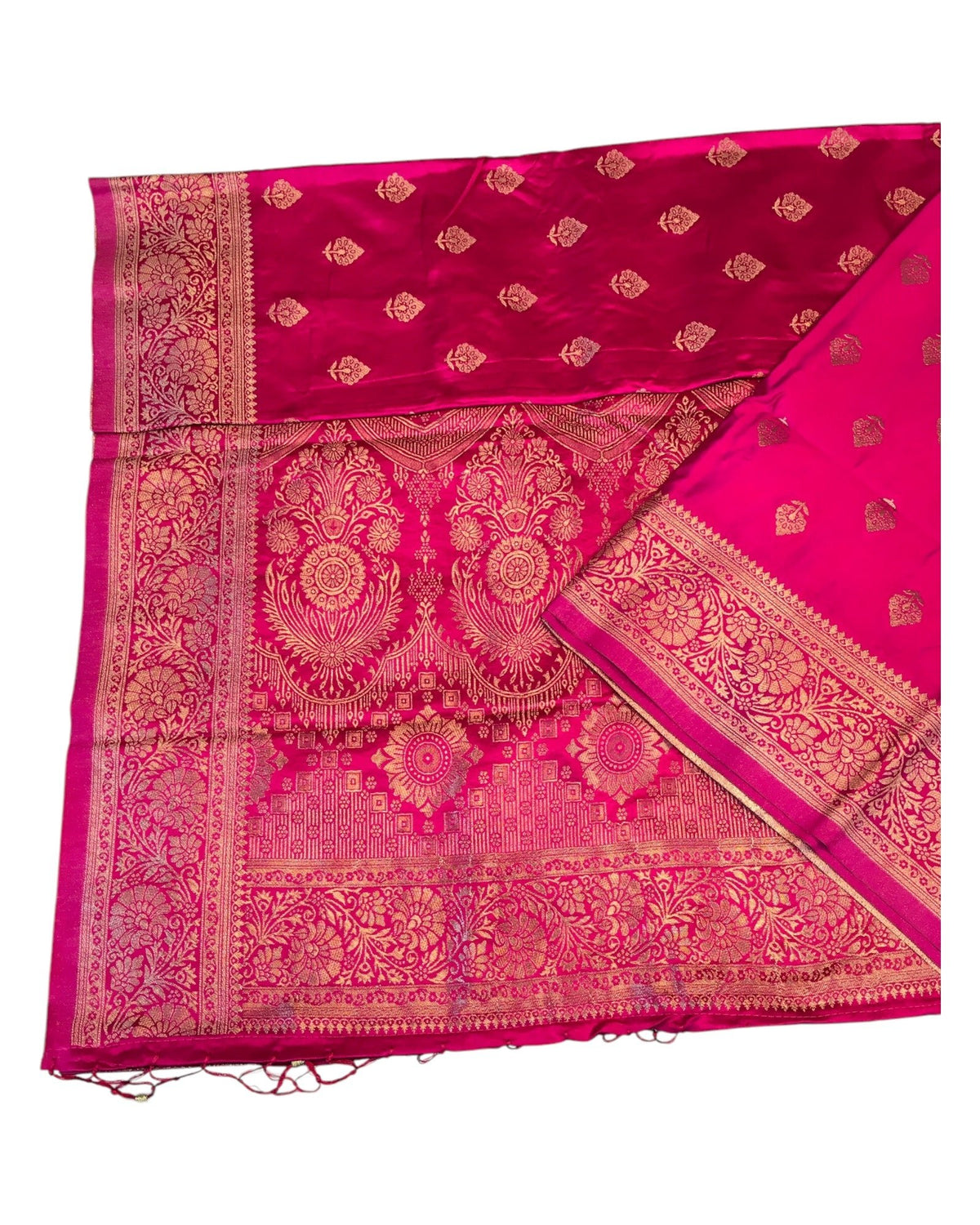 Fuchsia Pink - Traditional Handloom Banarasi Sari / Saree - with Blouse Piece - SN2404 11VC24 - Prachy Creations