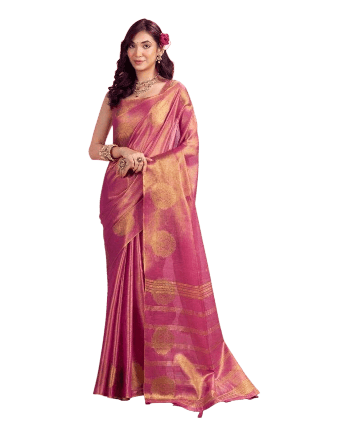 Fuchsia Pink - Traditional Silky Fancy Saree with Blouse Piece - UK Stock - 2/3 days Delivery 12KT25 RP474 - Prachy Creations