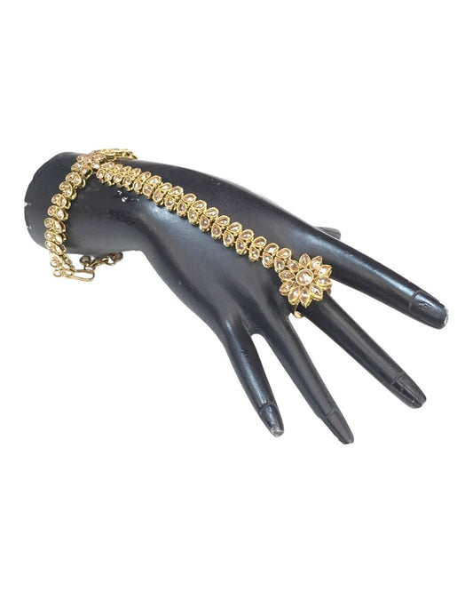 Gold - Antique Finish Panja / Indian Ladies Hand Accessory - Fashion Jewellery - Bollywood - Weddings - JIG495 J 0523 - Prachy Creations