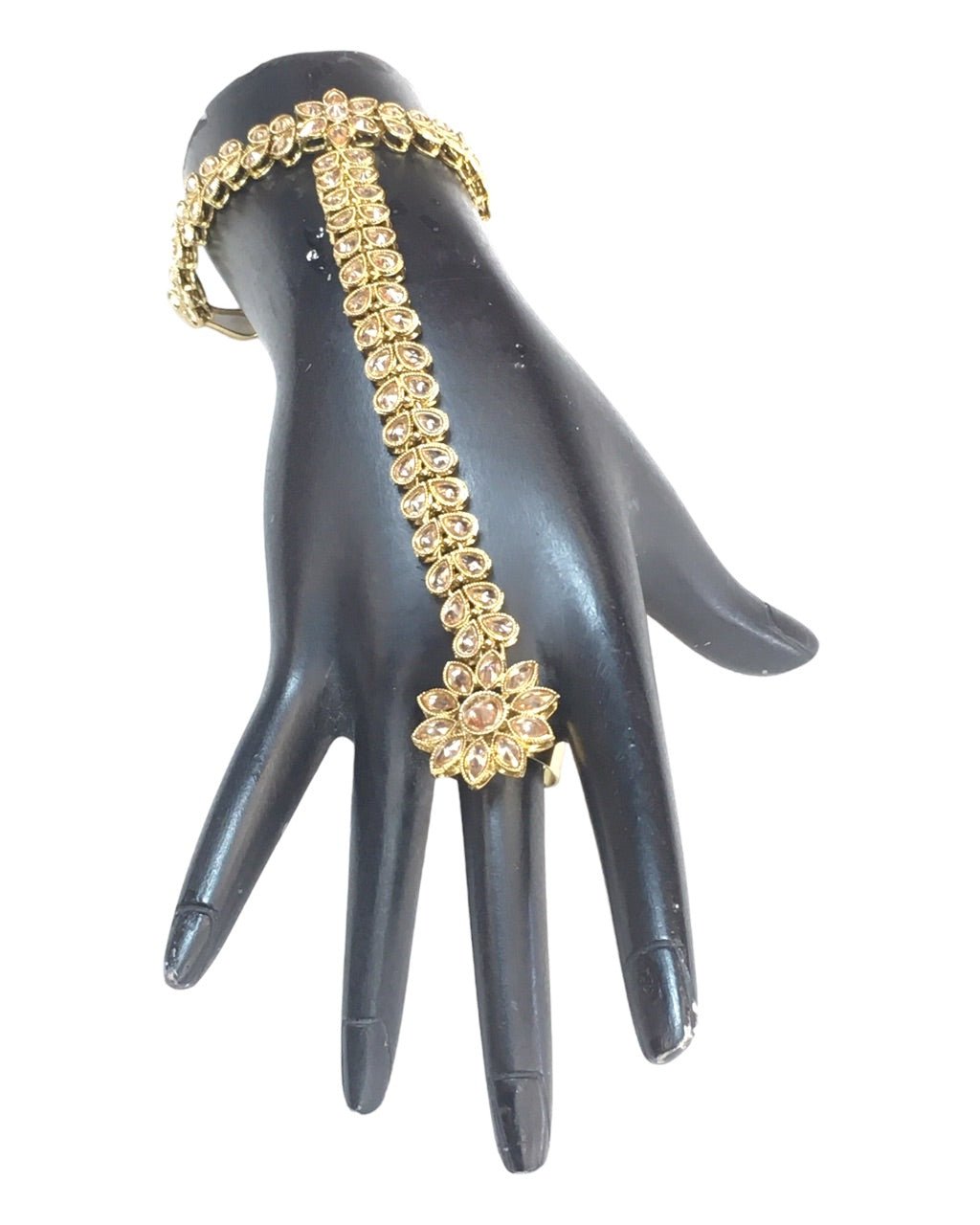 Gold - Antique Finish Panja / Indian Ladies Hand Accessory - Fashion Jewellery - Bollywood - Weddings - JIG495 J 0523 - Prachy Creations