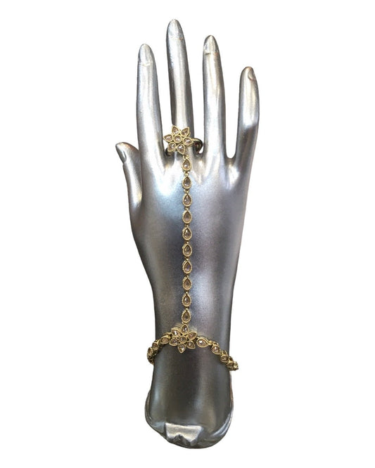 Gold - Antique Finish Panja / Indian Ladies Hand Accessory - Fashion Jewellery - Bollywood - Weddings - KAJ1000 Tp 1023 - Prachy Creations