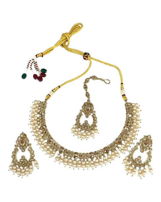 Gold - Antique Gold Finish Choker Necklace set - Bollywood - Weddings - KAJ938 KK 0523 - Prachy Creations