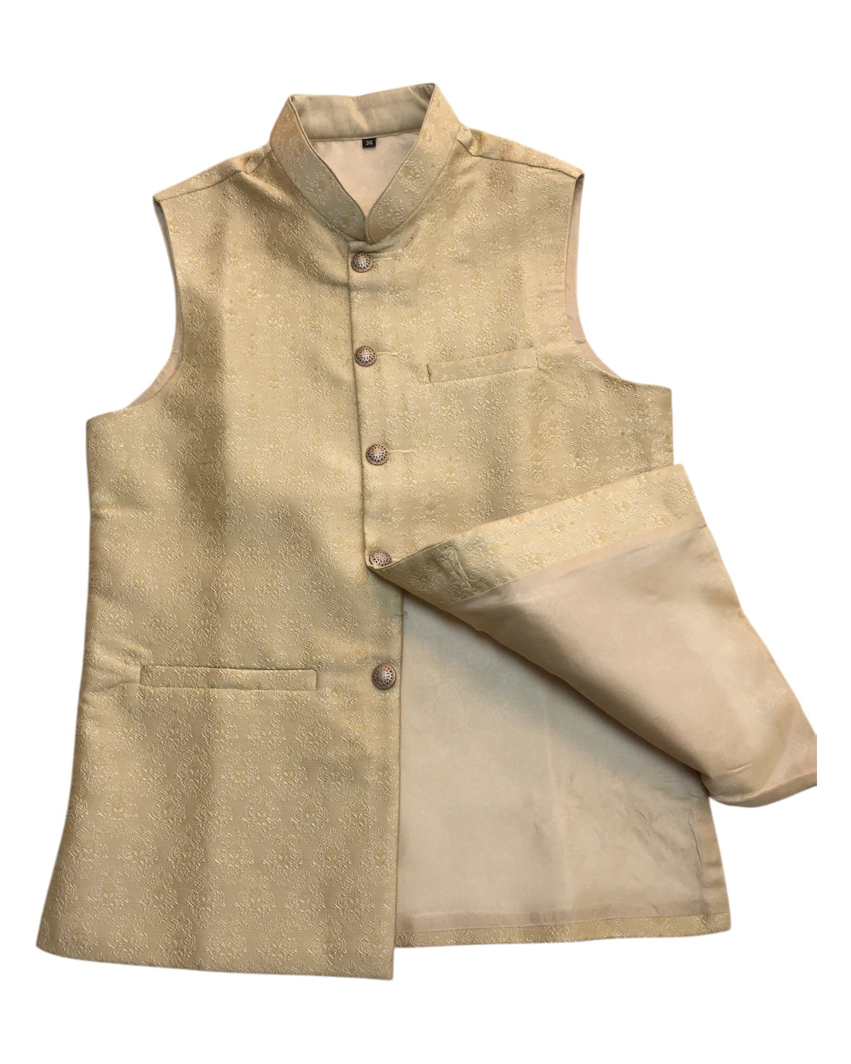 Gold - Banarasi Handloom Brocade Mens Waistcoat - UK Stock- Dispatch in 24 hrs - KCS241105 KK - Prachy Creations