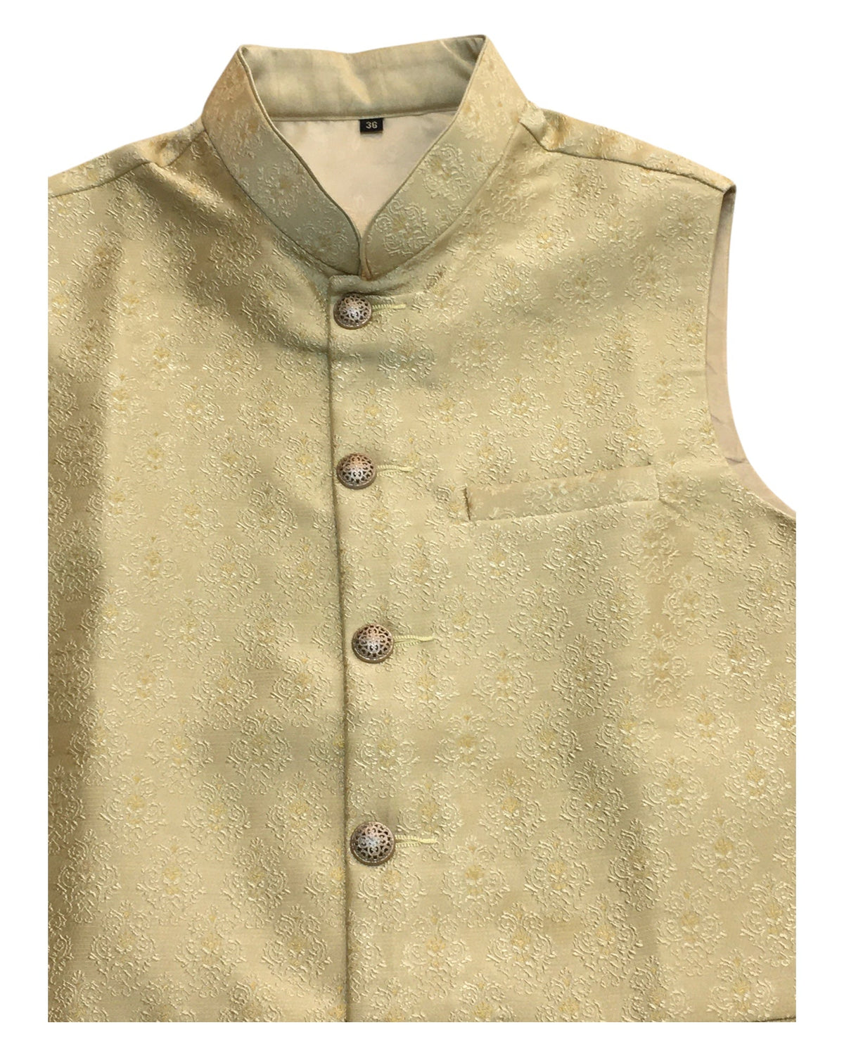 Gold - Banarasi Handloom Brocade Mens Waistcoat - UK Stock- Dispatch in 24 hrs - KCS241105 KK - Prachy Creations