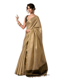 Gold - Classic Plain Cotton Silky Fancy Saree with Blouse Piece - UK Stock - 2/3 days Delivery 12KV25 RP515 - Prachy Creations