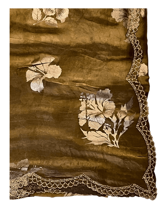 Gold - Floral Printed Blouse Piece - UK stock - 24hr Dispatch - RS2504 VP - Prachy Creations