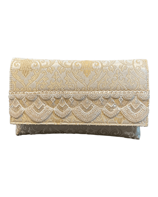 Gold - Handloom Brocade Clutch Bag / Handbag -Bollywood / Weddings - JS16c 06A26 - Prachy Creations