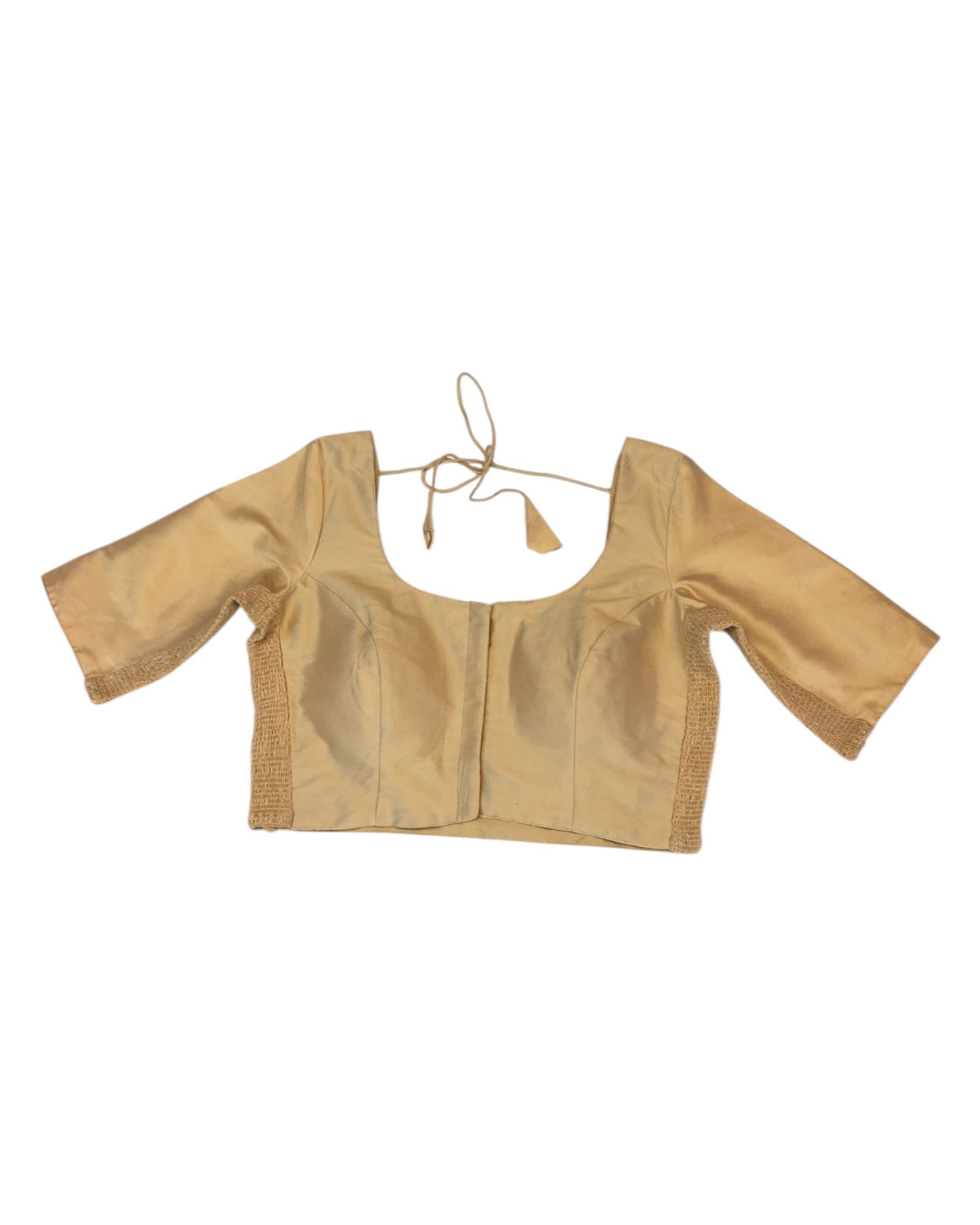 Gold - HYBRID Silky Saree blouse - With Elastic on both side for Great fit - Size 34"-44" - XS, S, M, L, XL, XXL - VAM1216 A - Prachy Creations