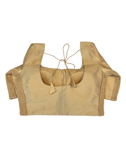 Gold - HYBRID Silky Saree blouse - With Elastic on both side for Great fit - Size 34"-44" - XS, S, M, L, XL, XXL - VAM1216 A - Prachy Creations