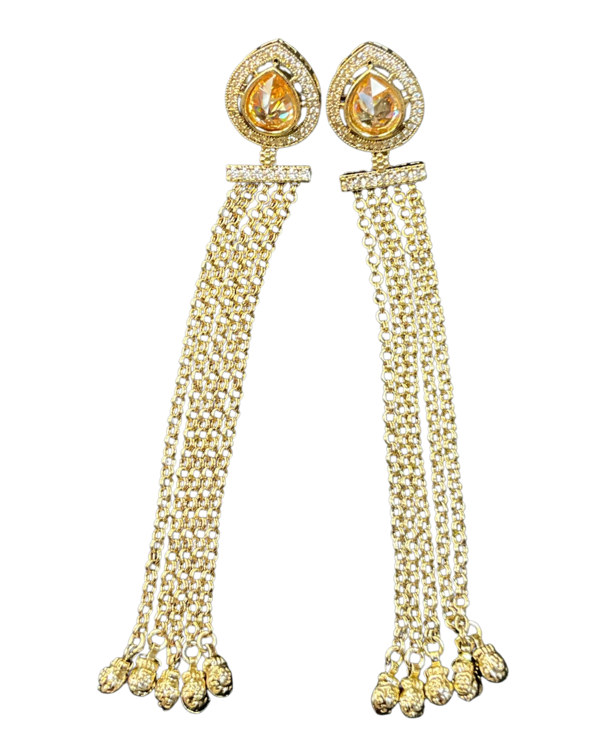 Gold - Medium - Antique Gold Finish Traditional Earrings - Bollywood - Weddings - 15ER679 07P26 - Prachy Creations