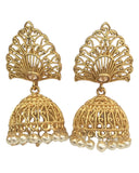 Gold - Medium - Gold Finish Traditional Zhumki Earrings - Bollywood - Weddings - SV2413 T 0724 - Prachy Creations