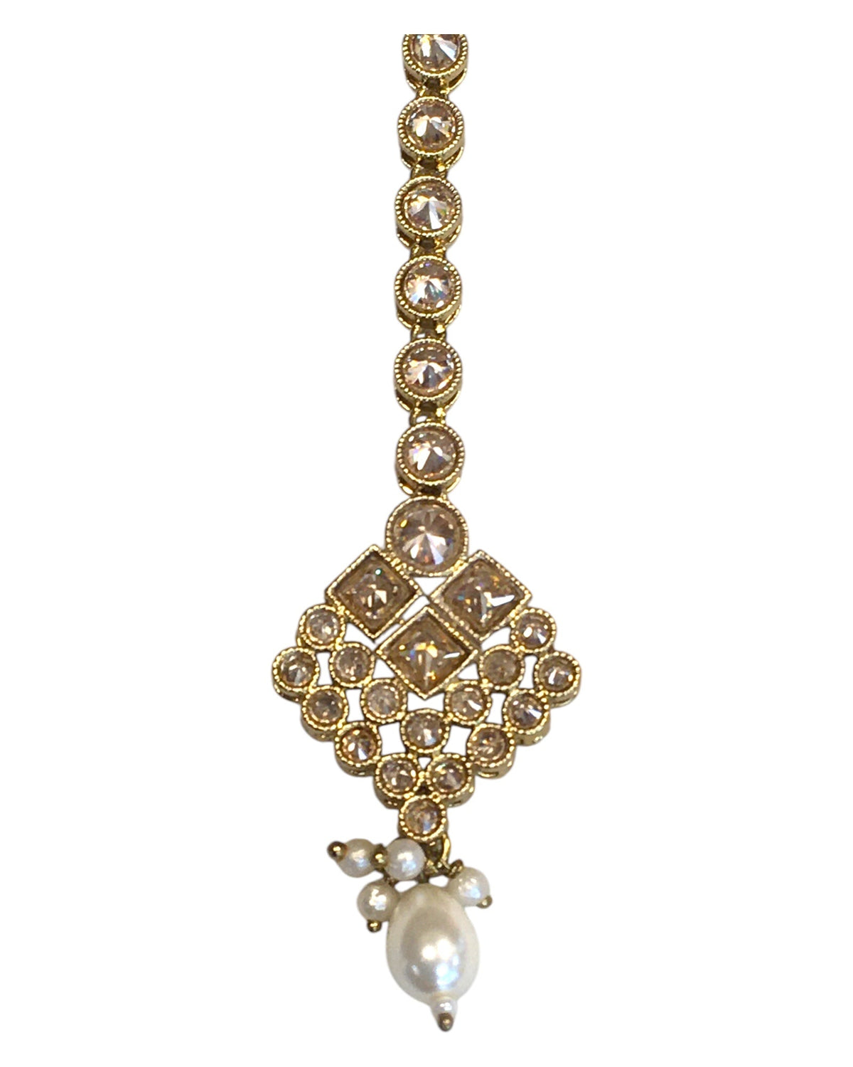 Gold / Neutral - Antique Gold Finish Medium Size Tika Head Piece - Indian Ladies Fashion Jewellery - AE2441 11Vp24 - Prachy Creations