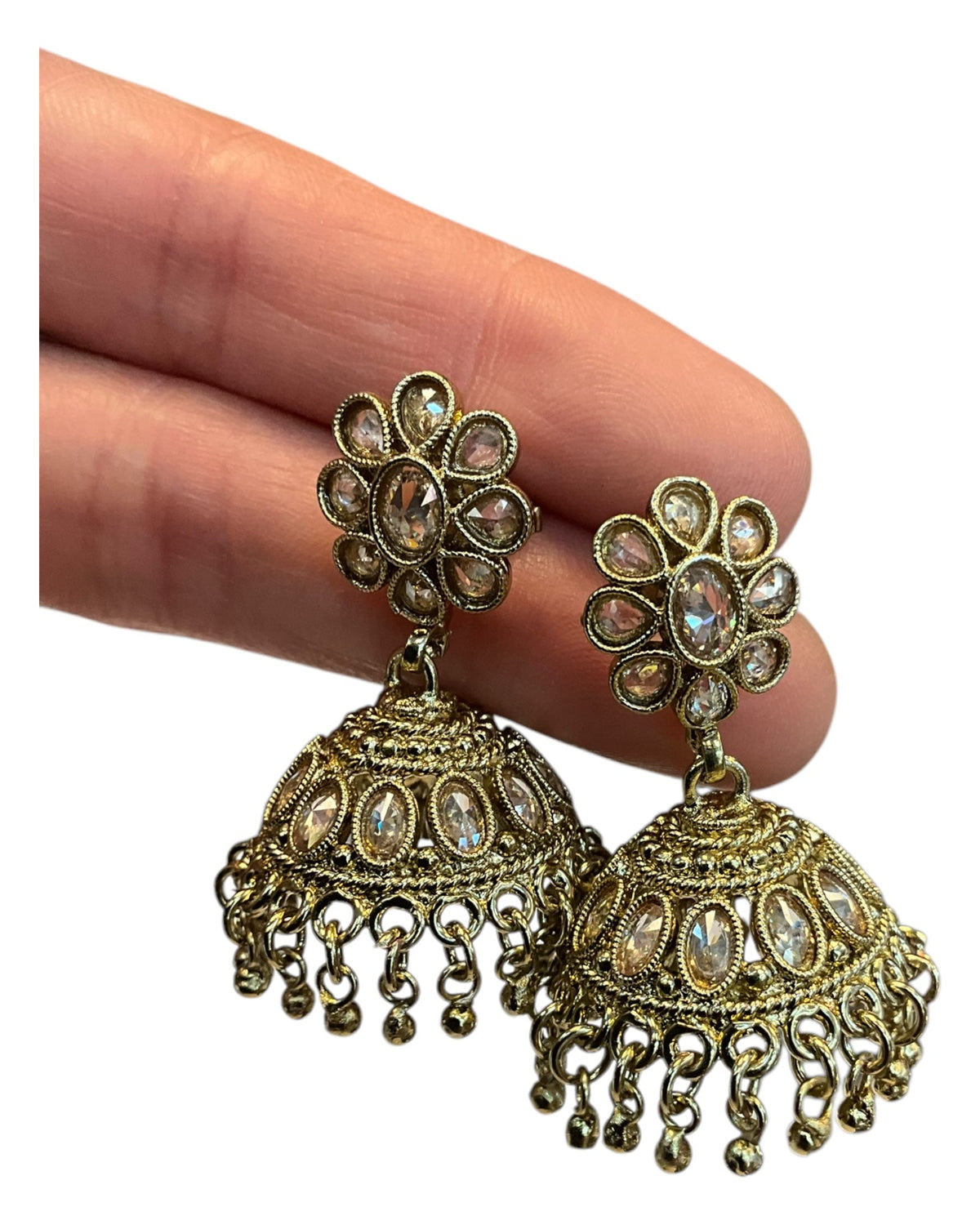 Gold / Neutral - Medium Size Antique Gold Finish Necklace Set - AE2508 H 0525 - Prachy Creations