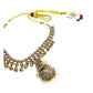 Gold / Neutral - Medium Size Antique Gold Finish Necklace Set with Earrings - SJ06 08H25 - Prachy Creations