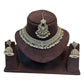 Gold / Neutral - Medium Size Antique Gold Finish Necklace Set with Earrings & Tika Head piece - GGA05 KV 052 - Prachy Creations