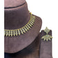 Gold / Neutral / Pearl - Small Size Antique Gold Finish Necklace Set with Earrings - AE2501 A 0525 - Prachy Creations