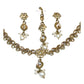 Gold / Neutral - Small Size Antique Gold Finish Necklace Set with Earrings & Head Piece /Tika- SLV78 11Ap24 - Prachy Creations