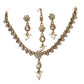 Gold / Neutral - Small Size Antique Gold Finish Necklace Set with Earrings & Head Piece /Tika- SLV78 11Ap24 - Prachy Creations