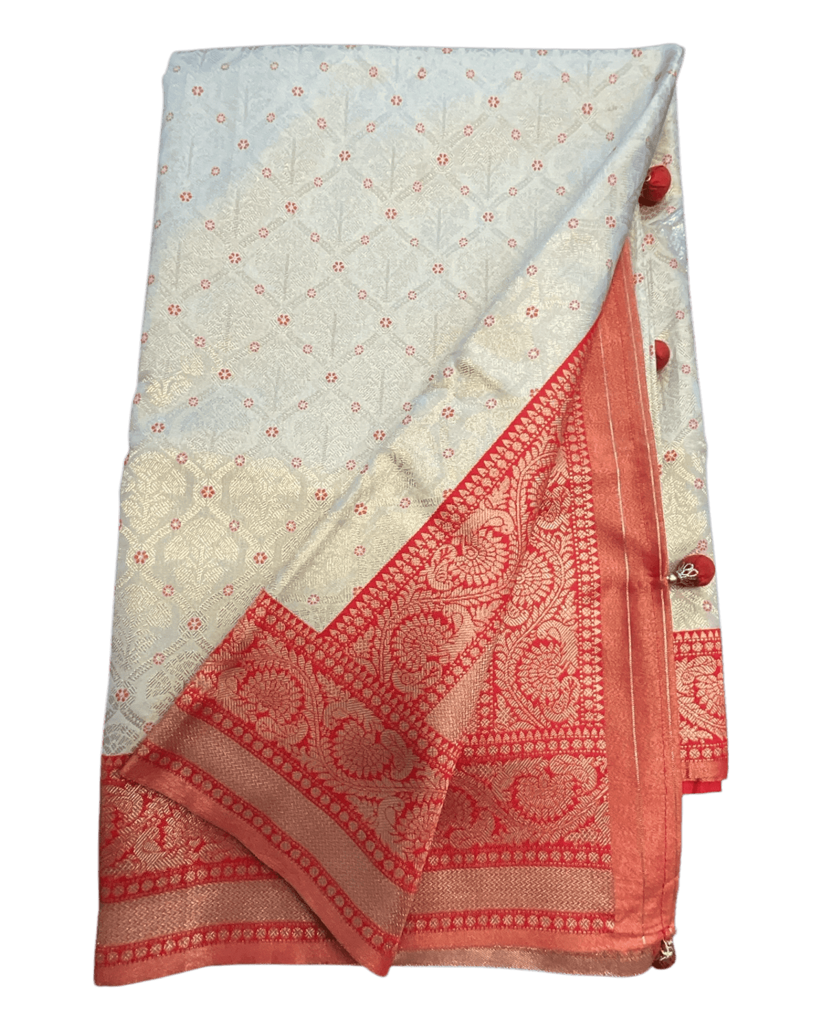 Gold / Red - Silky Handloom Banarasi Saree with Blouse Piece - 12TY25 REW1046 - Prachy Creations