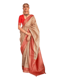 Gold / Red - Silky Handloom Banarasi Saree with Blouse Piece - 12TY25 REW1046 - Prachy Creations