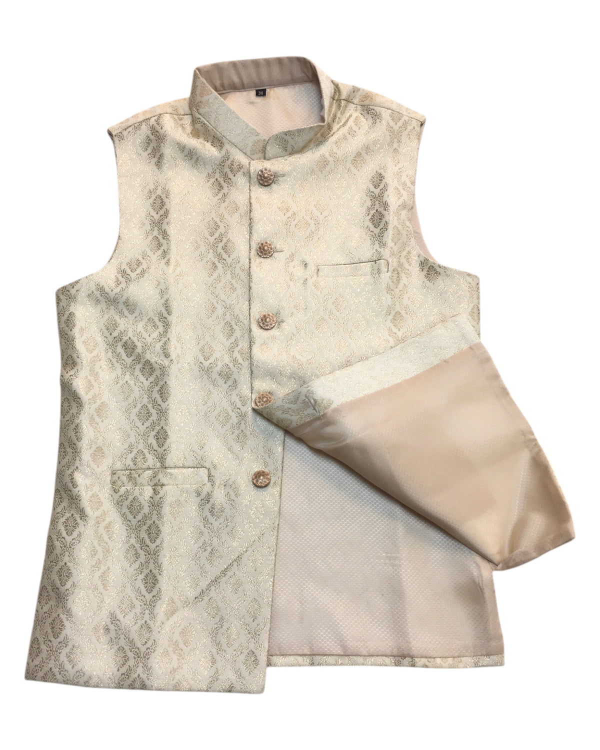Gold - Rich Banarasi Brocade Handloom Brocade Mens Waistcoat - UK Stock- Dispatch in 24 hrs - KCS241108 KP - Prachy Creations
