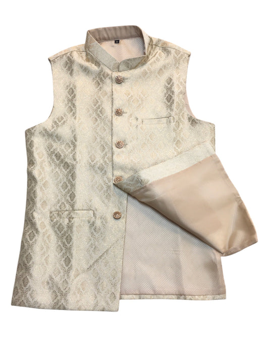 Gold - Rich Banarasi Brocade Handloom Brocade Mens Waistcoat - UK Stock- Dispatch in 24 hrs - KCS241108 KP - Prachy Creations