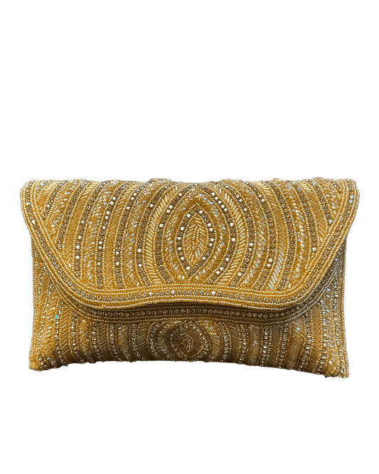 Gold - Rich Hand Embroidered Clutch Bag / Handbag -Bollywood / Weddings - JS37 06KP26 - Prachy Creations