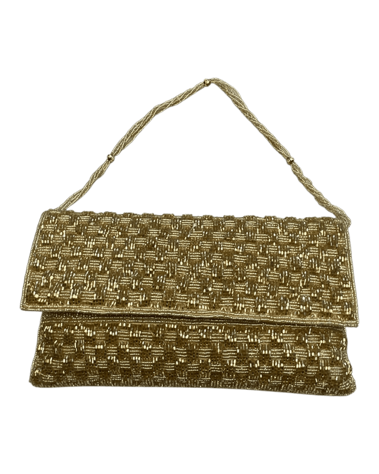 Gold - Rich Hand Embroidered Clutch Bag / Handbag -Bollywood / Weddings - TBZ02 11KJ25 - Prachy Creations