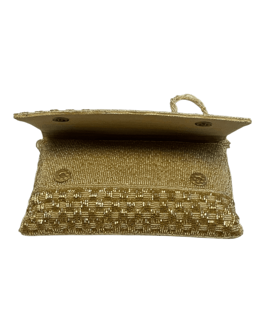 Gold - Rich Hand Embroidered Clutch Bag / Handbag -Bollywood / Weddings - TBZ02 11KJ25 - Prachy Creations