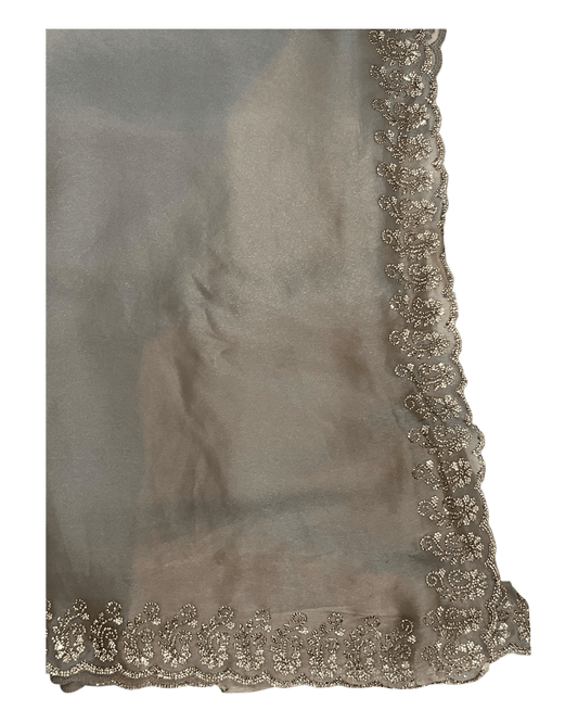 Gold - Rich Saree with Stone Work and Blouse Piece - UK stock - 24hr Dispatch - RS2516 TH - Prachy Creations