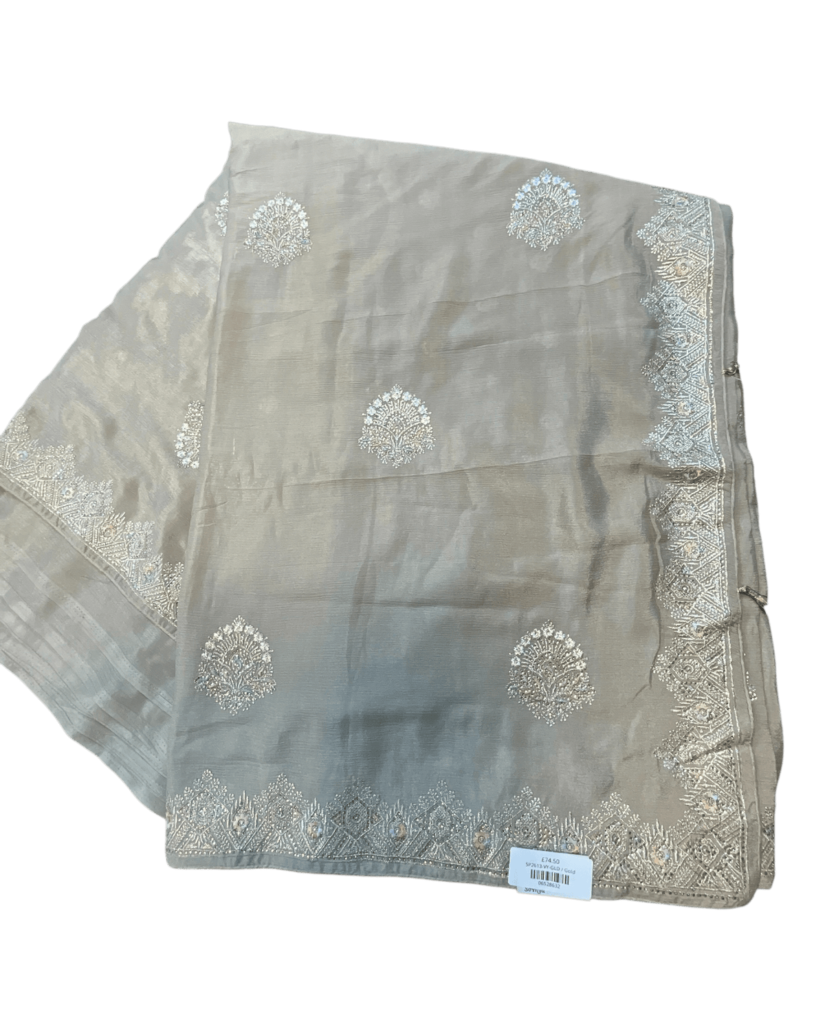 Gold - Saree with Thread / Stone Work and Blouse Piece - UK stock - 24hr Dispatch - SP2613 VY - Prachy Creations