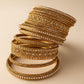 Gold Stone and Pearl - Antique Gold Finish Bangles Set (Set of 18) - UK stock - SM, M, L, XL JAN2611 05P25 - Prachy Creations