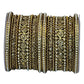 Gold Stone and Pearl - Antique Gold Finish Bangles Set (Set of 18) - UK stock - SM, M, L, XL JAN2611 05P25 - Prachy Creations