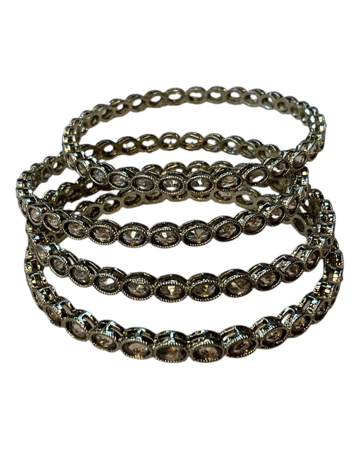 Gold Stone - Antique Gold Finish Bangles Set (Set of 4) - UK stock - SM, M, L, XL NBA3150 08J25 - Prachy Creations
