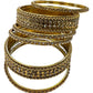 Gold Stone - Antique Gold Finish Bangles Set (Set of 6) - UK stock - SM, M, L, XL JAN2656 09Vp25 - Prachy Creations