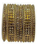 Gold Stone - Antique Gold Finish Bangles Set (Set of 6) - UK stock - SM, M, L, XL JAN2656 09Vp25 - Prachy Creations