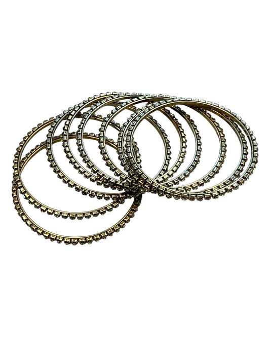 Gold Stone - Antique Gold Finish Bangles Set (Set of 8) - UK stock - SM, M, L, XL JAN3079 08Vp25 - Prachy Creations