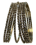 Gold Stone - Antique Gold Finish Bangles Set (Set of 8) - UK stock - SM, M, L, XL JAN3079 08Vp25 - Prachy Creations