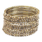 Gold Stones - Set of 12 Stone / Pearl Bangles - Antique Gold Finish (Pair) - JAN739 Vp 0923 - Prachy Creations