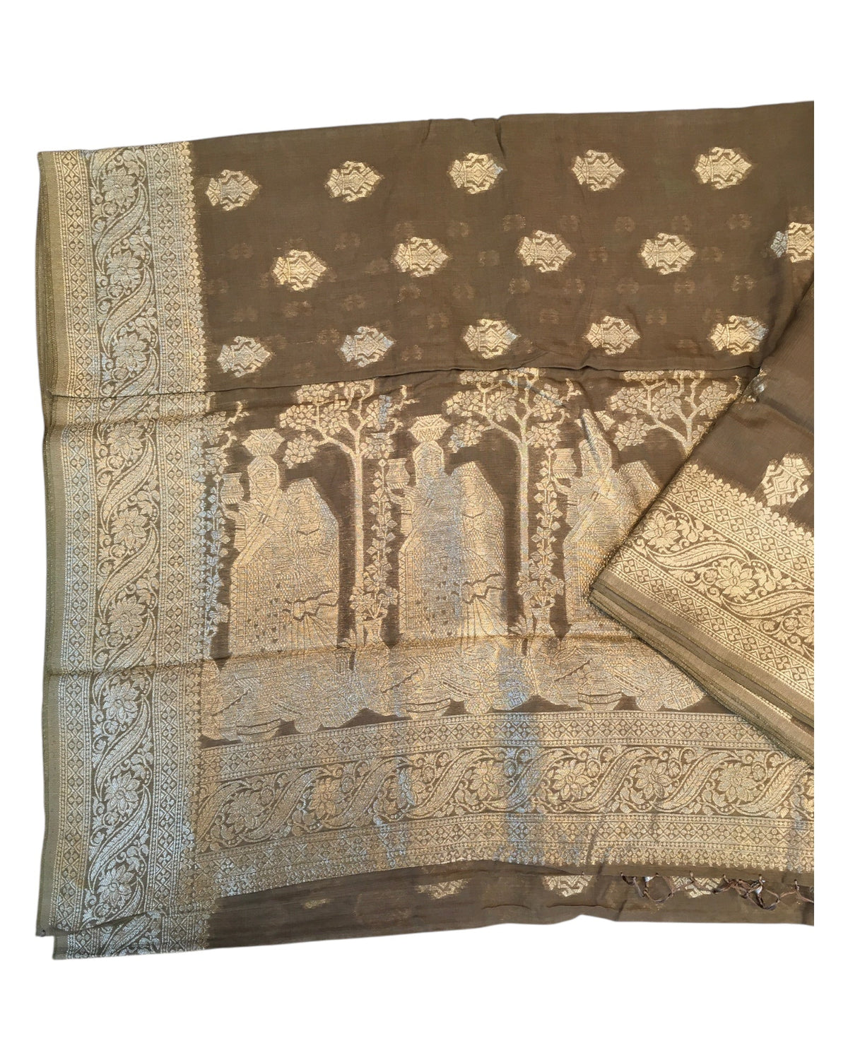 Gold - Traditional Handloom Banarasi Sari / Saree - with Blouse Piece - SN2402 11TY24 - Prachy Creations