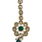 Green - Antique Gold Finish Medium Size Tika Head Piece - Indian Ladies Fashion Jewellery - AE2432 11Vp24 - Prachy Creations