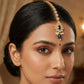 Green - Gold Finish Small Size Tika Head Piece - Indian Ladies Fashion Jewellery - AE2433 11Vp24 - Prachy Creations