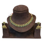 Green - Medium Size Antique Gold Finish Necklace Set - AE2508 H 0525 - Prachy Creations