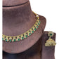 Green - Medium Size Antique Gold Finish Necklace Set - AE2508 H 0525 - Prachy Creations