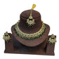 Green - Medium Size Antique Gold Finish Necklace Set with Earrings - RZ31 KYp - Prachy Creations