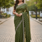 Green - Rich Saree with Stone Work Border and Blouse Piece - UK stock - 24hr Dispatch - RS2501 TH - Prachy Creations